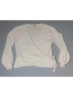 A New Day Wool Blend Bishop Sleeve Wrap Sweater Womens Size XL White Soft